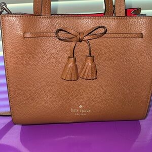 Kate Spade Tan Leather Satchel with Tassels (Knot)